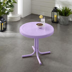 Crosley Furniture Griffith Weather Resistant Retro Metal Outdoor Side Table for Patio, Deck, Porch, Lavender Gloss