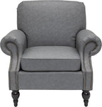 Accent Chair,22.4" Seat Depth Armchair with Roll Arms,36.6W*34.3D*34.6H Living Room Chair,Wood Legs,Set of 2,Faux Leather in Gray