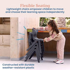 ECR4Kids 12in Plastic School Stack Chair, Classroom Furniture, Grey, 4-Pack