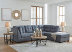 Signature Design by Ashley Marleton Contemporary Right-Arm Facing Tufted 2-Piece Sectional with Chaise and Loose Seat Cushions, Blue