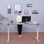 ApexDesk Elite Pro Series 71" x 33" Electric Height Adjustable Stand up Desk, Sit Stand Home Office Desk, Computer Desk - Curved Grey Top/White Frame
