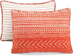Lush Decor Hygge Geo Pattern Striped 3 Piece Quilt Bedding Set, Full/Queen, Burnt Orange