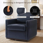 UIXE Faux Leather Swivel Accent Chair, Upholstered Armchair Comfy Club Chair for Living Room, Mid Century Modern Arm Chair Single Sofa Nook Bedroom Side Reading Seat - Navy Blue