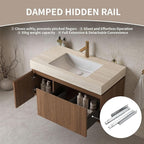 Bathroom Vanity with Sink 36 Inch, Floating Bathroom Vanity Sink Cabinet with Drawer and Door, Undermount Sink & Travertine-Pattern Sintered Stone Top, Pre-Assembled, Espresso