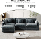 Modular Sectional Sofa, 111.5 Inch L-Shaped Cloud Sofa with Deep Seat Chenille Sofa with Cushions, Three-Self Sectional Sofa for Living Room Apartment,Gray