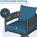 Grand patio Outdoor Dining Set, 7-Piece Patio Table and Chairs Set, Metal Woven Wicker Swivel Patio Chairs with Thickened Cushions & 1 Rectangular Woodgrain Dining Table with Umbrella Hole (Brown)