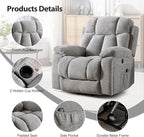 Large Power Lift Recliner Chair with Massage and Heat for Elderly, Wide Padded Recliner with 2 Cup Holders, Side Pocket & USB Charger,(1, Light Gray)