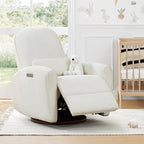 Watson & Whitely Power Recliner Chairs, Swivel Nursery Recliner Glider with Pillow Lumbar Support & Solid Wood Base for Living Room, Cream