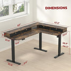 SANODESK L Shaped Standing Desk with 3 Drawers, Height Adjustable Stand up Desk, Corner Gaming Desk with Monitor Stand (Rustic Brown, 63"x47")