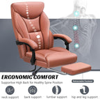 Office Chair, Executive Leather Chair Big and Tall Ergonomic Computer Desk Chair, Comfy Swivel Rolling Reclining Lumbar Support Task Chair with Adjustable High Back Foot Rest for Home Gaming