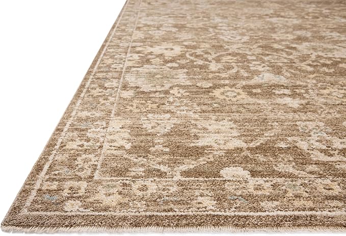 Loloi Chris Loves Julia Palma Collection PLM-09 Brown/Earth 5'-3" x 7'-6" Fringe Area Rug Vintage Style Boho Living Room Bedroom Carpet