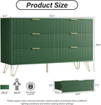 Green Dresser for Bedroom, Modern Dresser with Gold Metal Handles & Chests of Drawers for Bedroom, 15.7" D x 47.2" W x 29.5" H