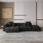 WJShome 119" L Shaped Sectional Couch,Modern Modular Sofa with Ottoman,Linen Deep Loveseat with Pillows Couches for Living Room, Bedroom and Apartment,Black
