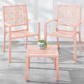 Best Choice Products 3-Piece Outdoor Bistro Set, Stackable Modern Steel Furniture for Porch, Garden w/ 2 Chairs, Table, Geometric Decor - Peach