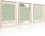 HesenDot Framed Matisse Sage Green Wall Art,William Morris Canvas Wall Decor,16x12IN High Framed Wood Design Prints,Minimalist Classic Decor Aesthetic for Living Room,Bedroom,Bathroom Set of 3