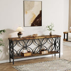 Tribesigns 70.9-Inch Narrow Sofa Table, 2-Tier Industrial Console Table Behind Couch, Long Entry Tables with Storage for Entryway, Living Room, Foyer, Hallway, Rustic Brown