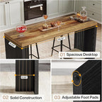 Tribesigns Home Bar Unit, 55.12-Inch Bar Table with a Spacious Tabletop, Modern Freestanding Mini Bar for Home Kitchen, Living Room, Balcony, Basement, Brown & Black