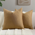 FUTEI Camel Chenille Throw Pillow Covers 24x24 Inch Set of 2,Soft Wide Chevron Textured European Pillow Shams,Farmhouse Home Decor for Couch Bed Living Room