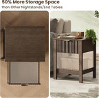 Fluted Night Stand with Golden Handle,Mid-Century Nightstands with Drawer,Modern Bedside Table with Storage Shelf,Large End Tables for Livingroom,Bed Side Tables for Bedroom,Walnut