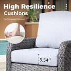 2 Pieces Wicker Patio Furniture Loveseat with Table - Outdoor Rattan Patio Bistro Set of 2,All-Weather PE Wicker Conversation Sofa High Back Deep Seating for Deck Porch Yard, Light Grey