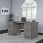 Bush Furniture 60-inch Home Office Desk with Drawers, Large Computer Table with Storage, Transitional Style, Somerset Collection, Platinum Gray