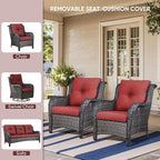 Outdoor Wicker Chair Cushions 2 Packs - Outside High Back Thick Water-Resistant Cushion 22x24 with Zipper Cover for Patio Glider Rocking Chairs Loveseat Couch – Red/Buckle