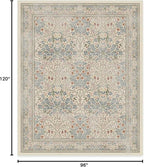 RUGGABLE x Morris & Co Washable Area Rug – Blackthorn Ivory Blue 8x10, Stain-Resistant, Non-Slip – Large Machine Washable Rugs for Living Room, Bedroom, Hallway, Entryway & Office–with Standard Pad