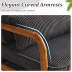 VINGLI Upgraded Premium Corduroy Accent Chair,Upholstered Arm Chair,Solid Wood Comfy Reading Chair with Lumbar Pillow, Mid Century Modern Chairs for Living Room,Bedroom,Dark Grey