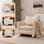 Oversized Accent Chair, Modern Single Sofa Cloud Chairs with Removable Pillow, Deep Seat Comfy Armchair for Living Room Bedroom Reading Nook - Upholstered Lounge Chair (Beige)