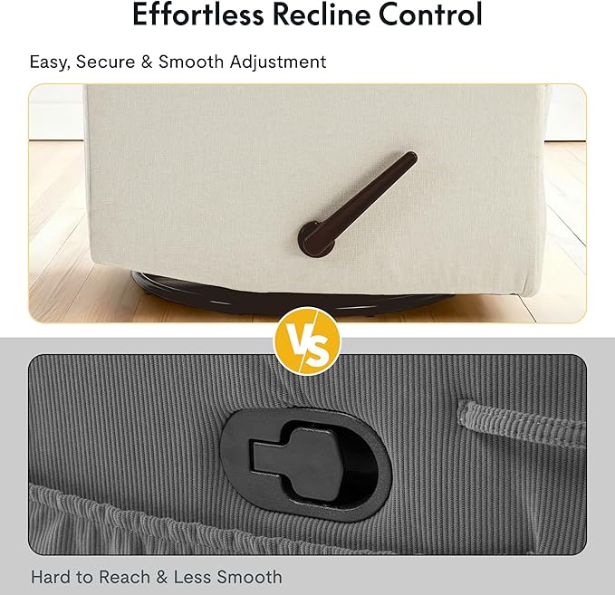 FLEXISPOT XRC6 Nursery Swivel Rocker Recliner with Massage & Heat, Rocking Glider Chair w/ 28" High Back, Comfy Upholstered Armchair for Living Room Nursery, FSC Certified(Premium Chenille, Beige)