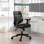 Vari Foundation Chair - Ergonomic Home Office Desk Chair + Adjustable Height, Tilt, and Armrests, Breathable Mesh, Lumbar Support - Swivel Rolling Task Chair for Office or Study (Black)