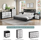 Modern 8 Drawer Dresser for Bedroom, 54" Wide Dressers & Chest of Drawers w/Solid Wood Handle, Wood Mid Century Closet Organizers and Storage Cabinet for Bedroom, Living Room, Hallway