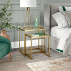 Henn&Hart Rectangular Nested Side Table in Brass, Table for Living Room, Bedroom