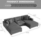 Modular Sectional Couches for Living Room, 118" Modern Upholstered Sofa Couche with Ottoman for Living Room Bedroom, Grey