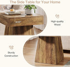 Tribesigns Small End Table, Rustic Square Side Table with Wide Base, Farmhouse Small Nightstand Beside Bed, Next to Armchair, for Living Room, Brown