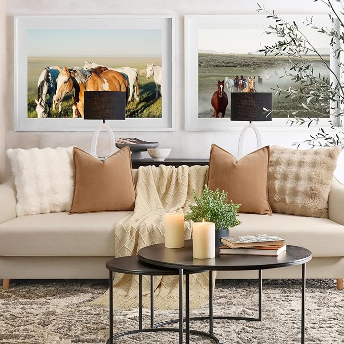 ZWJD Camel Pillow Covers 18x18 Set of 2 Chenille Throw Pillow Covers with Elegant Design Soft and Luxurious Decorative Throw Pillows for Couch, Bed, and Home Decor