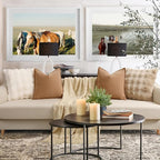 ZWJD Camel Pillow Covers 24x24 Set of 2 Chenille Throw Pillow Covers with Elegant Design Soft and Luxurious Decorative Throw Pillows for Couch, Bed, and Home Decor
