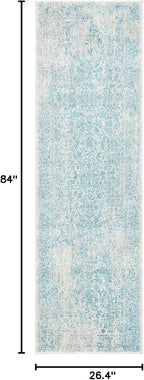 SAFAVIEH Evoke Collection Runner Rug - 2'2" x 7', Ivory & Aqua, Distressed Design, Non-Shedding & Easy to Clean, Ideal for Foyer, Bedroom, Kitchen, Hallway (EVK256J)