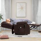 EDILLY Extra Large Power Lift Recliner Chairs for Elderly,Infinite Position Dual Motor Recliners Chair,with Heating and Massage, Breathable Leather,USB Ports Control(Brown)