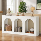 Tribesigns 70.9" White Console Table with Storage, Wood Entryway Entry Table with 3 Arched Shelves for Foyer, Hallway, Living Room, Behind Couch Sofa, Narrow Long