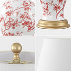 JONATHAN Y JYL3009C Grace 24" French Country Cottage Ceramic/Iron Floral Urn LED Table Lamp, White/Red for Bedroom, Living Room, Office, College