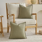 FUTEI Olive Green Chenille Throw Pillow Covers 24x24 Inch Set of 2,Edges Double-Stitched European Cushion Cases,Modern Home Decor for Couch Living Room