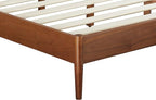 NTC Lupin Wooden Bed Frame with Headboard, Crafted from Walnut, Rubber Wood with Silent Slats and Wood Central Supports, 1000 Lb Capacity, Effortless Assembly, King - Dark Walnut