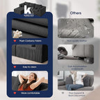 KINGYES 107'' Modular Sectional Sofa, L Shaped Cloud Couch for Living Room, Modern Boneless Sofa with Chaise for Bedroom, Gray