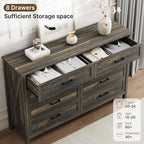 LYNSOM Farmhouse 8 Drawer Dresser for Bedroom, 55 Inch Wide Wood Rustic Chest of Drawers with X-Marking & Bar Handle, Large Storage Dressers Organizer for Bedroom, Living Room, Dark Rustic Oak