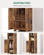 Bathroom Storage Cabinet, Corner Floor Cabinet with 2 Doors and Adjustable Shelf, Narrow Toilet Paper Cabinets, Bathroom Organizer for Small Spaces, 7.9" D x 9.8" W x 29.5" H Rustic Brown