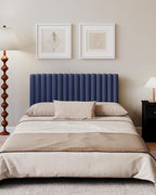 Full Size Upholstered Headboard Only, Channel Tufted Headboard with Adjustable Height, Easy Assembly, Navy Blue