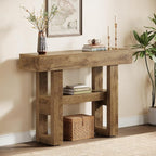 Tribesigns 41.34-Inch Farmhouse Console Table, 2-Tier Narrow Sofa Table Behind The Couch, Entryway Furniture with Storage Shelves for Hallway Foyer Living Room, Light Brown