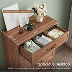 DICTAC Farmhouse 6 Drawers Dresser for Bedroom, 48.2" Tall Dressers Chest of Drawer, Large Storage Closet Organizer with Natural Texture and Vintage Metal Handle, Wooden Vertical Dresser for Hallway