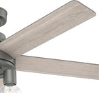Hunter Fan Company, 51842, 52 inch Hardwick Matte Silver Ceiling Fan with LED Light Kit and Handheld Remote